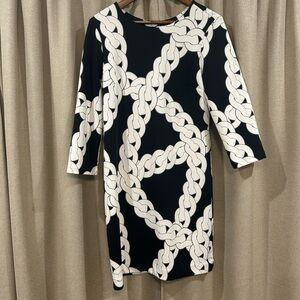 Worthington Black and White Chain Pattern Dress